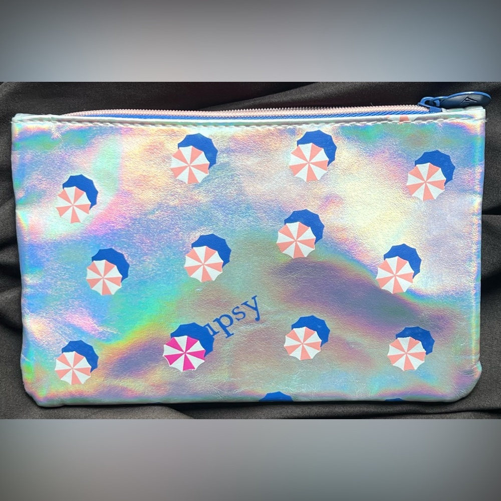 Ipsy Iridescent Makeup Bag with Blue and Pink Accents